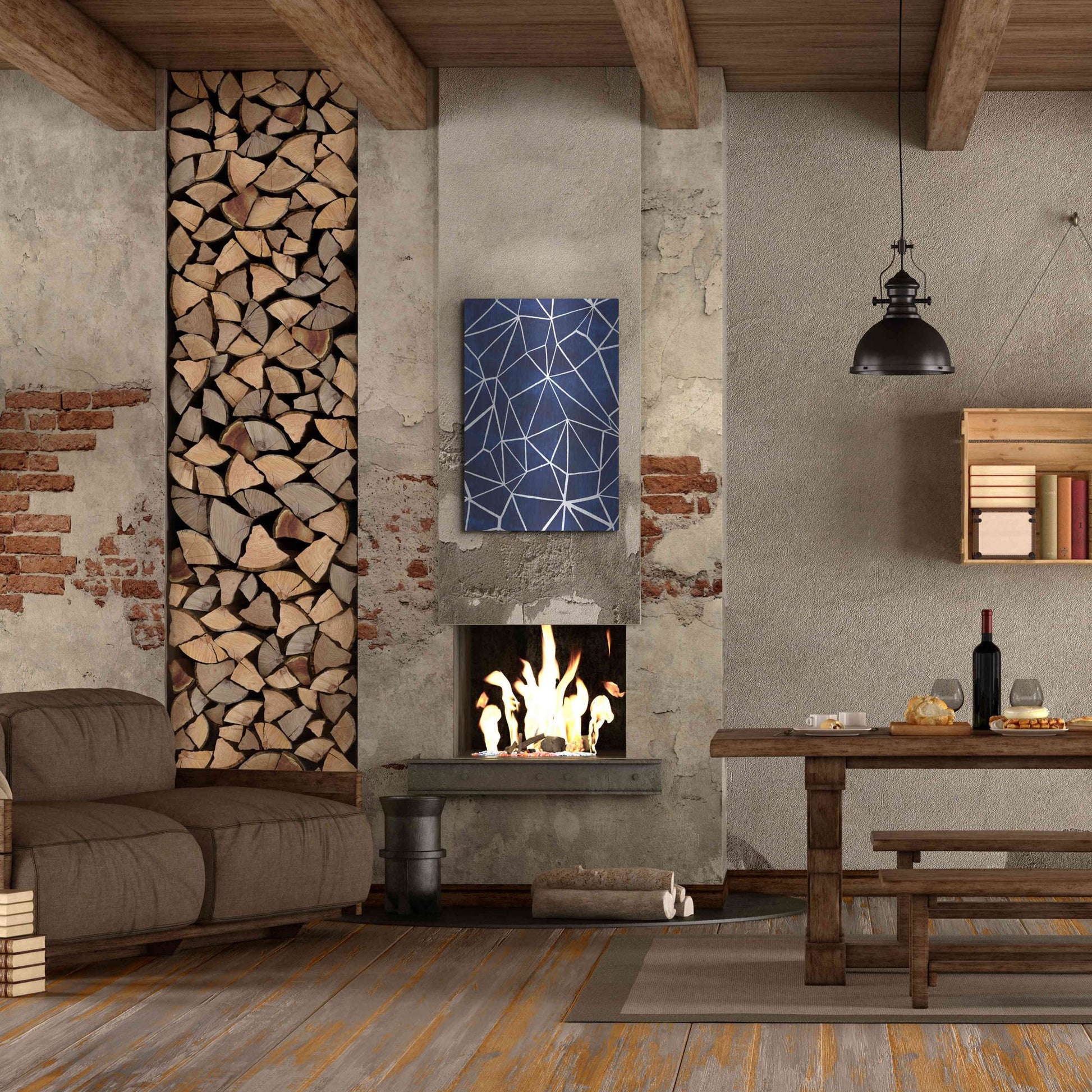 Luxe Metal Art 'Indigo Pattern III' by Grace Popp, Metal Wall Art,24x36