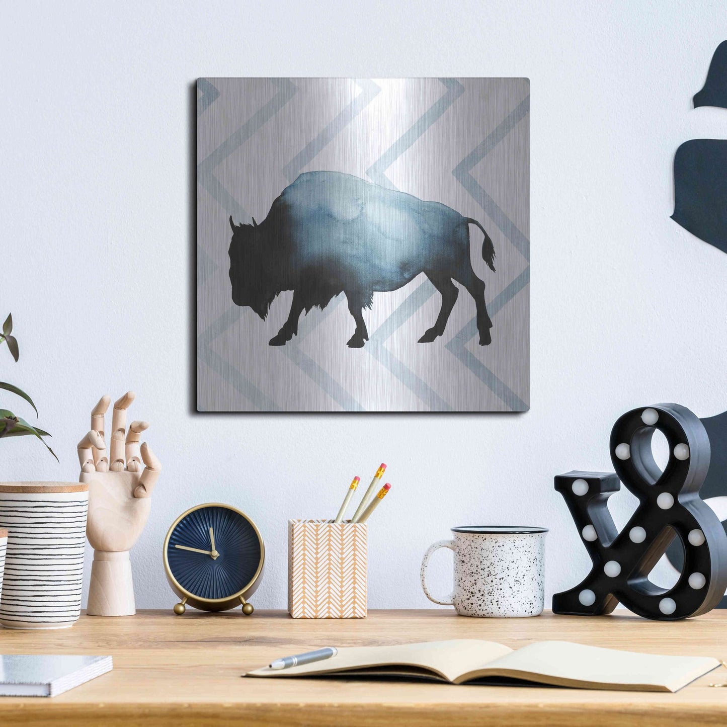 Luxe Metal Art 'Animal Silhouettes IV' by Grace Popp, Metal Wall Art,12x12