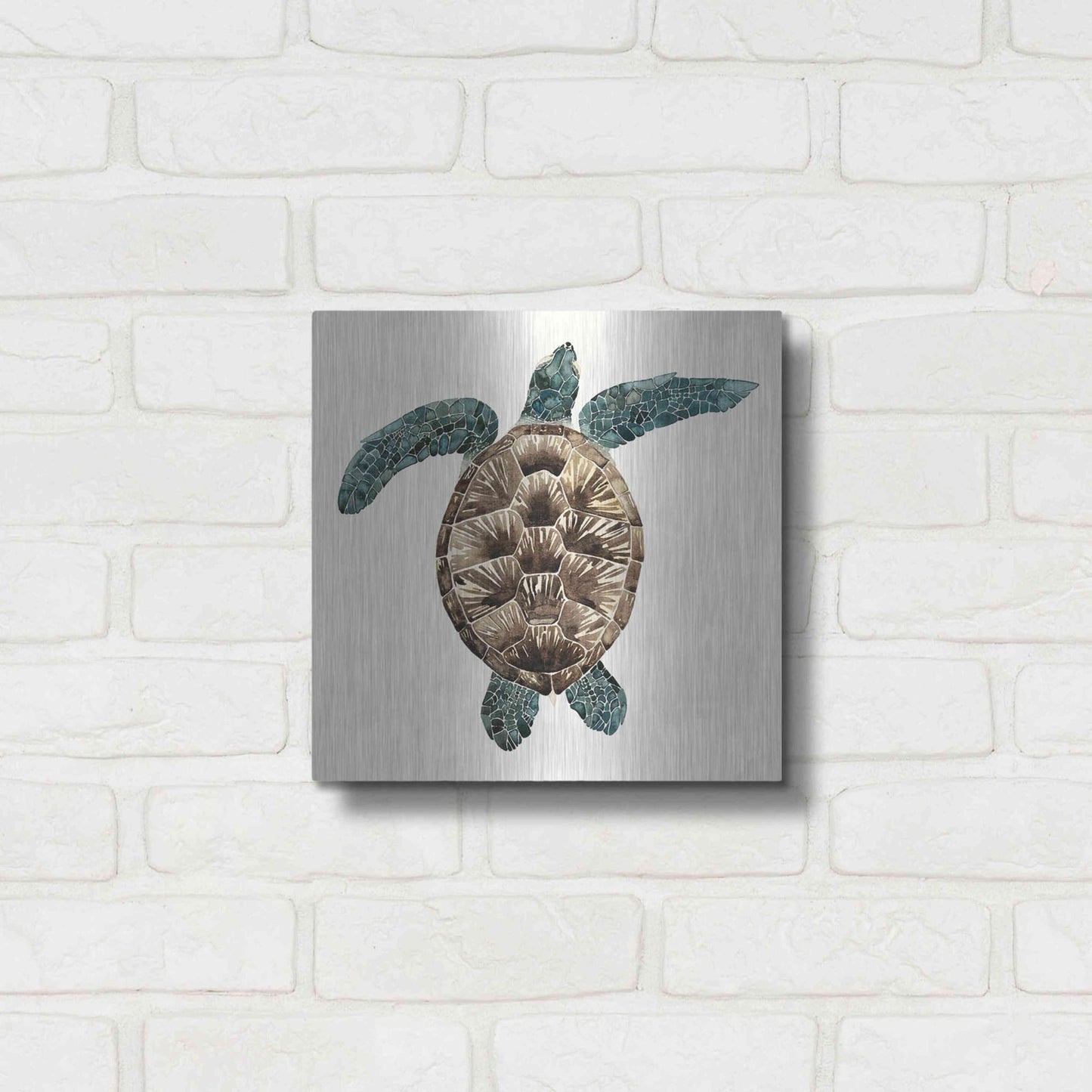 Luxe Metal Art 'Mosaic Turtle II' by Grace Popp, Metal Wall Art,12x12