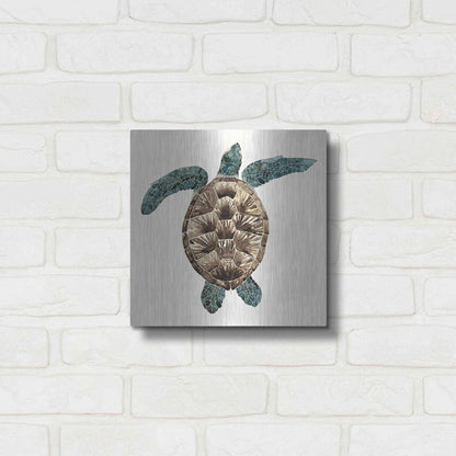 Luxe Metal Art 'Mosaic Turtle II' by Grace Popp, Metal Wall Art,12x12