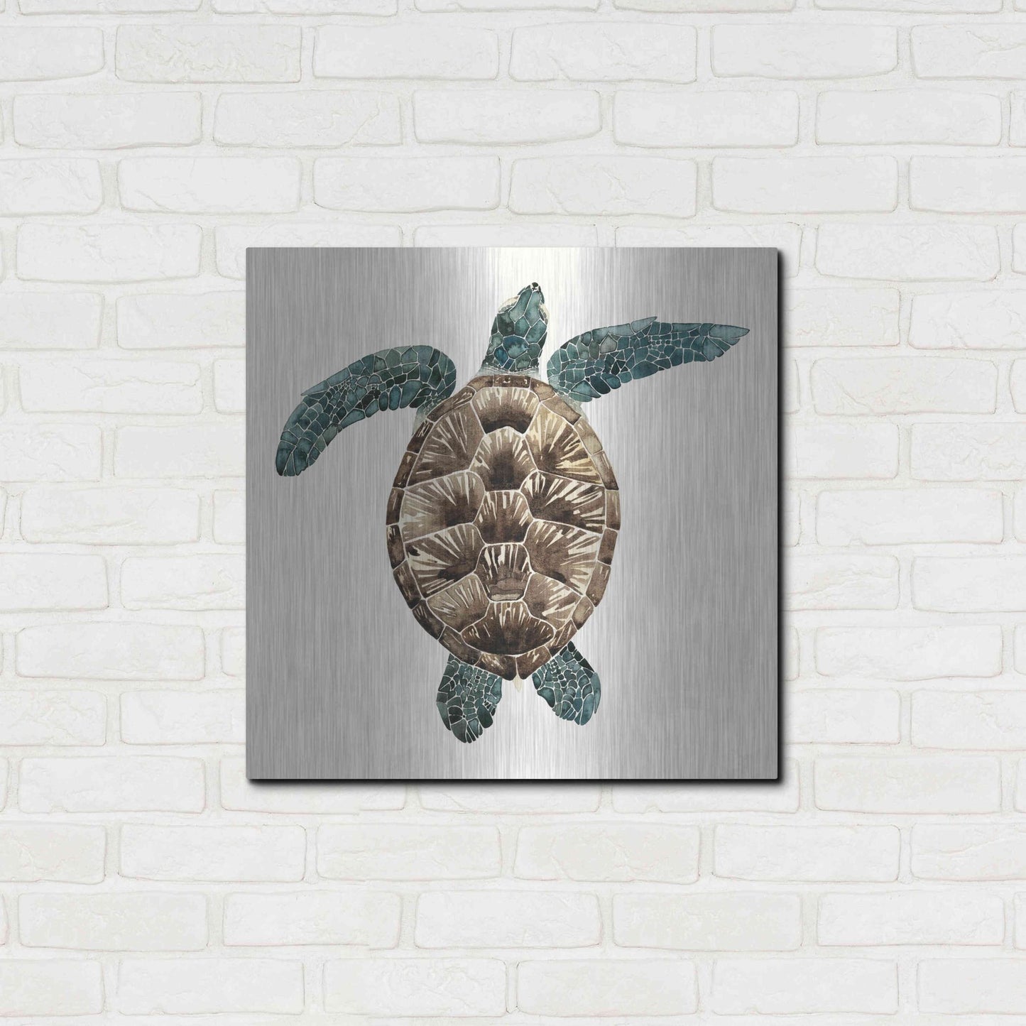 Luxe Metal Art 'Mosaic Turtle II' by Grace Popp, Metal Wall Art,24x24