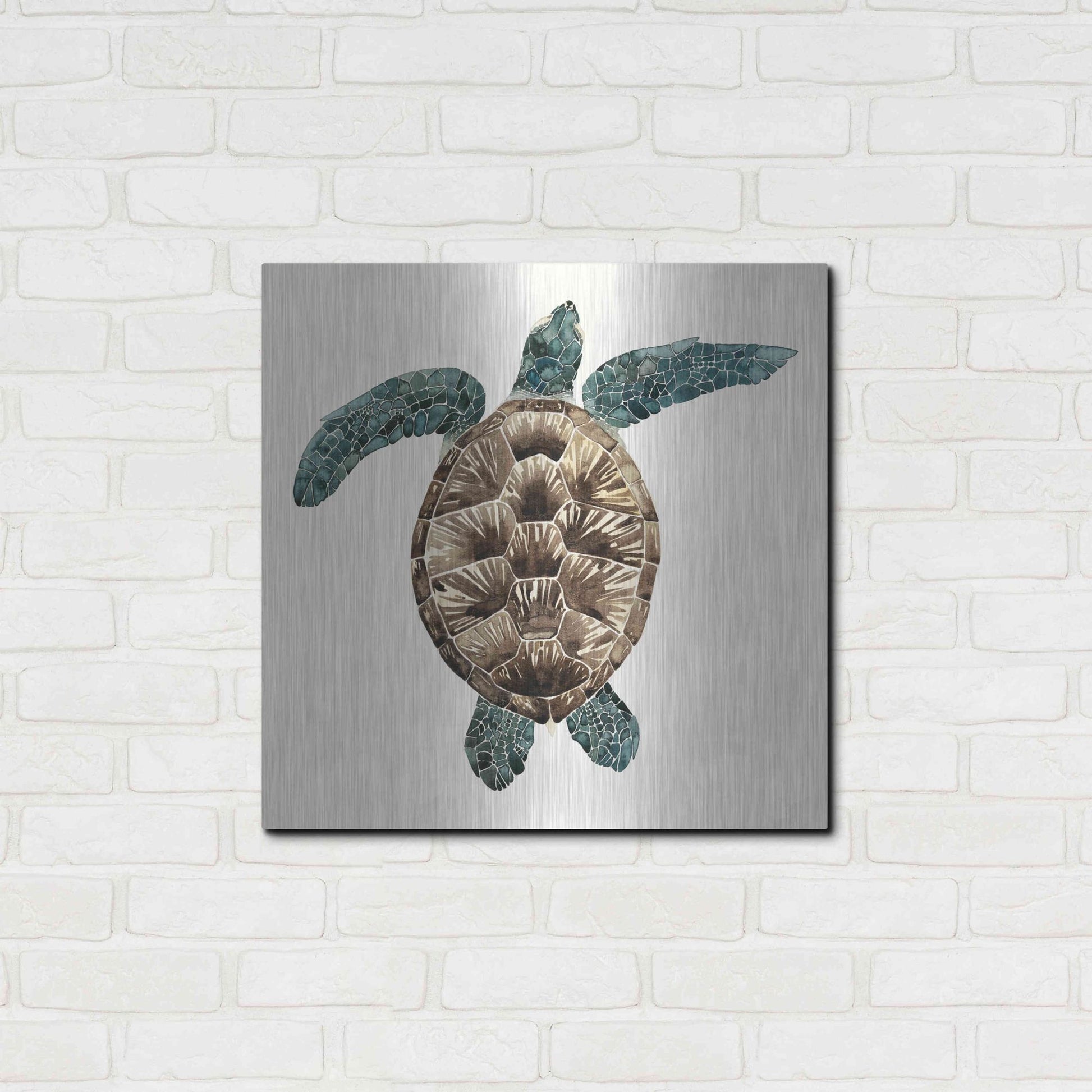 Luxe Metal Art 'Mosaic Turtle II' by Grace Popp, Metal Wall Art,24x24