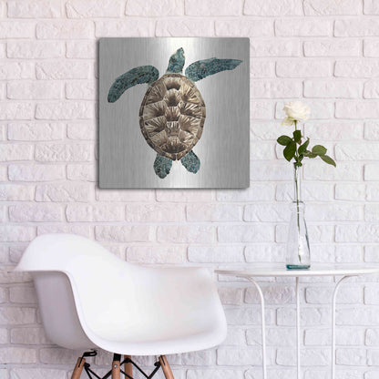 Luxe Metal Art 'Mosaic Turtle II' by Grace Popp, Metal Wall Art,24x24