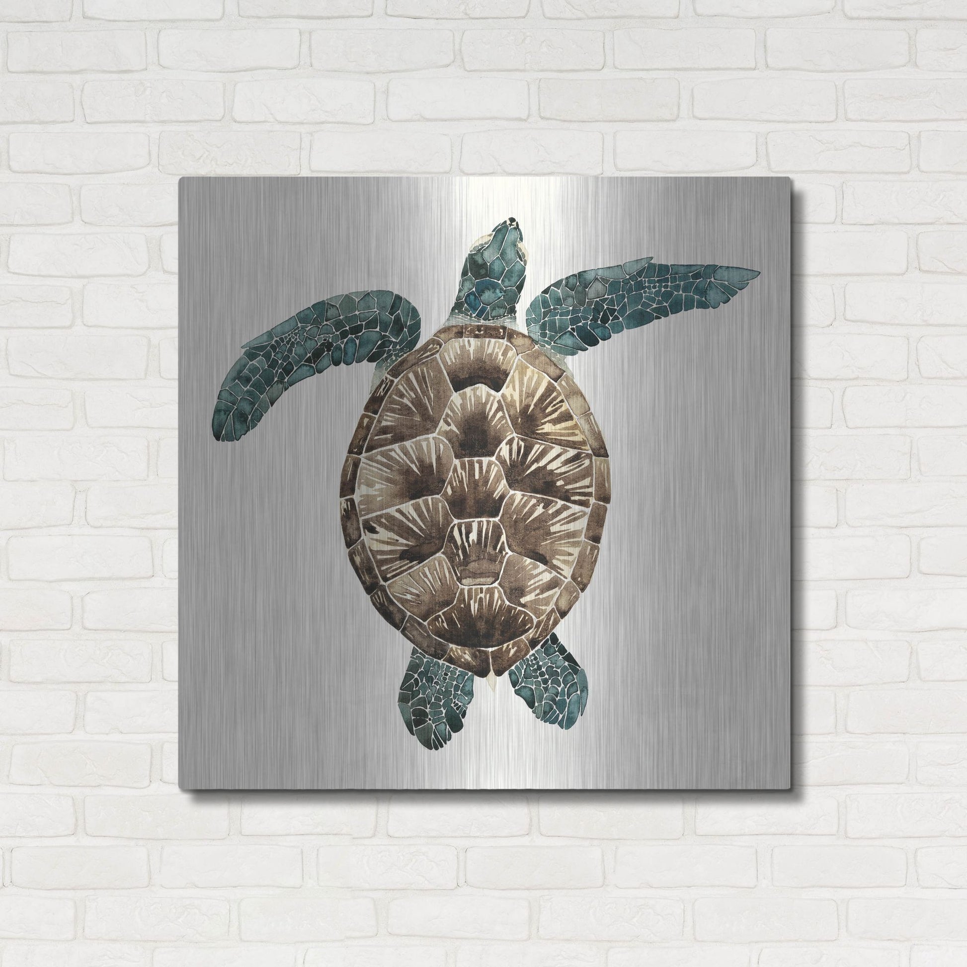 Luxe Metal Art 'Mosaic Turtle II' by Grace Popp, Metal Wall Art,36x36
