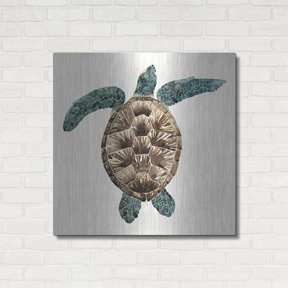 Luxe Metal Art 'Mosaic Turtle II' by Grace Popp, Metal Wall Art,36x36