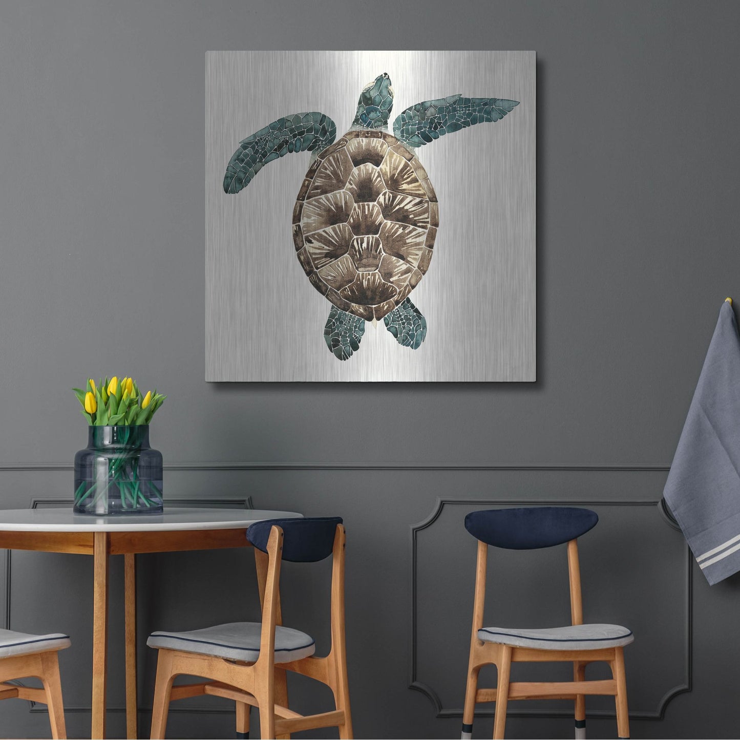 Luxe Metal Art 'Mosaic Turtle II' by Grace Popp, Metal Wall Art,36x36