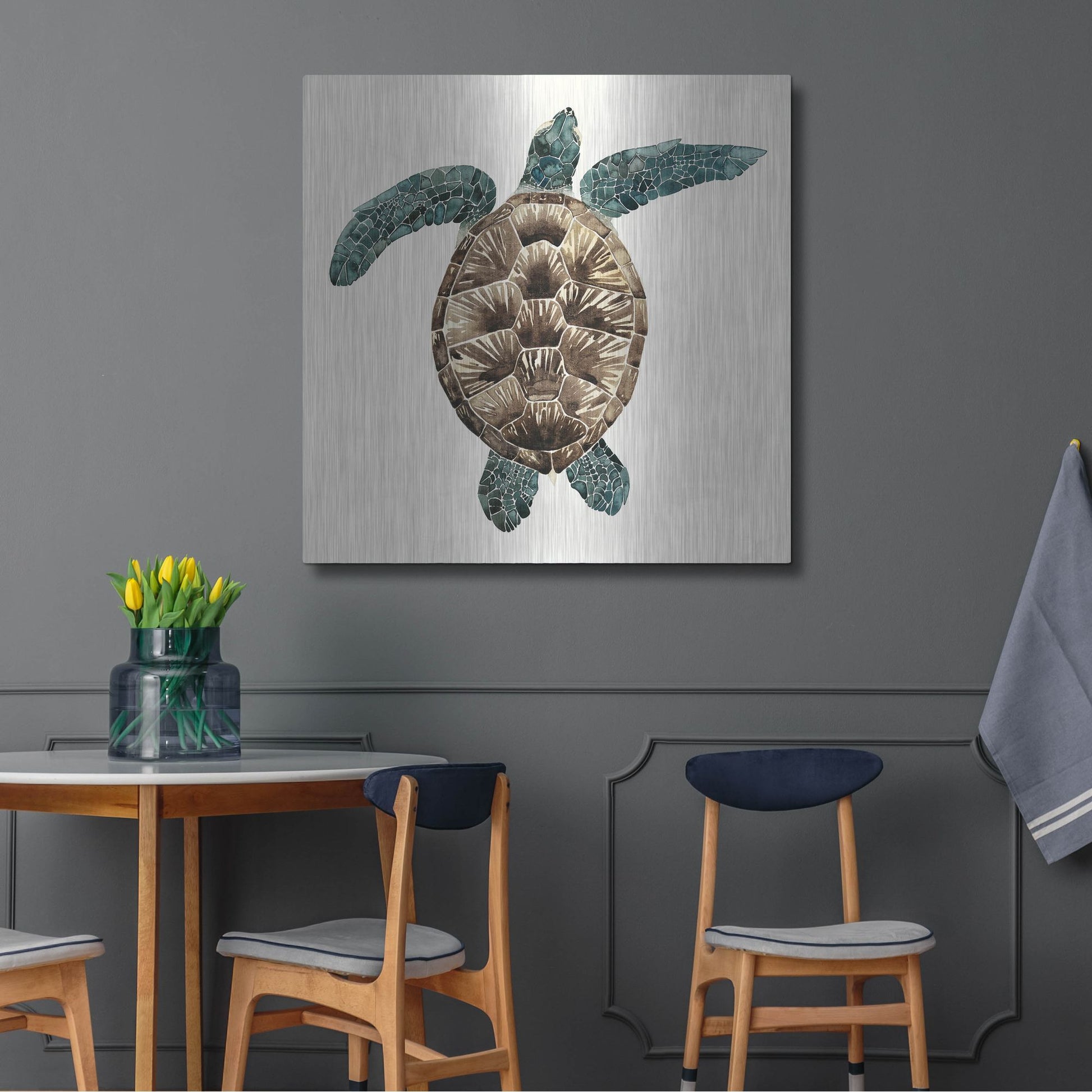 Luxe Metal Art 'Mosaic Turtle II' by Grace Popp, Metal Wall Art,36x36