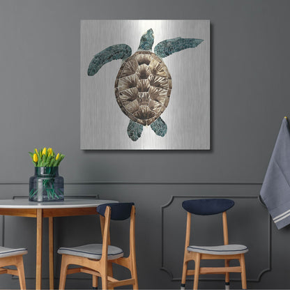 Luxe Metal Art 'Mosaic Turtle II' by Grace Popp, Metal Wall Art,36x36