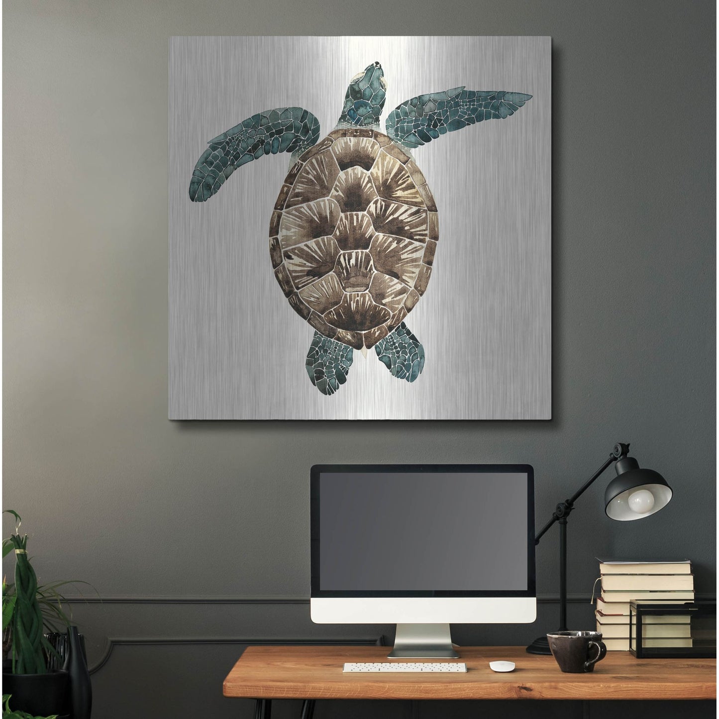Luxe Metal Art 'Mosaic Turtle II' by Grace Popp, Metal Wall Art,36x36