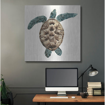 Luxe Metal Art 'Mosaic Turtle II' by Grace Popp, Metal Wall Art,36x36
