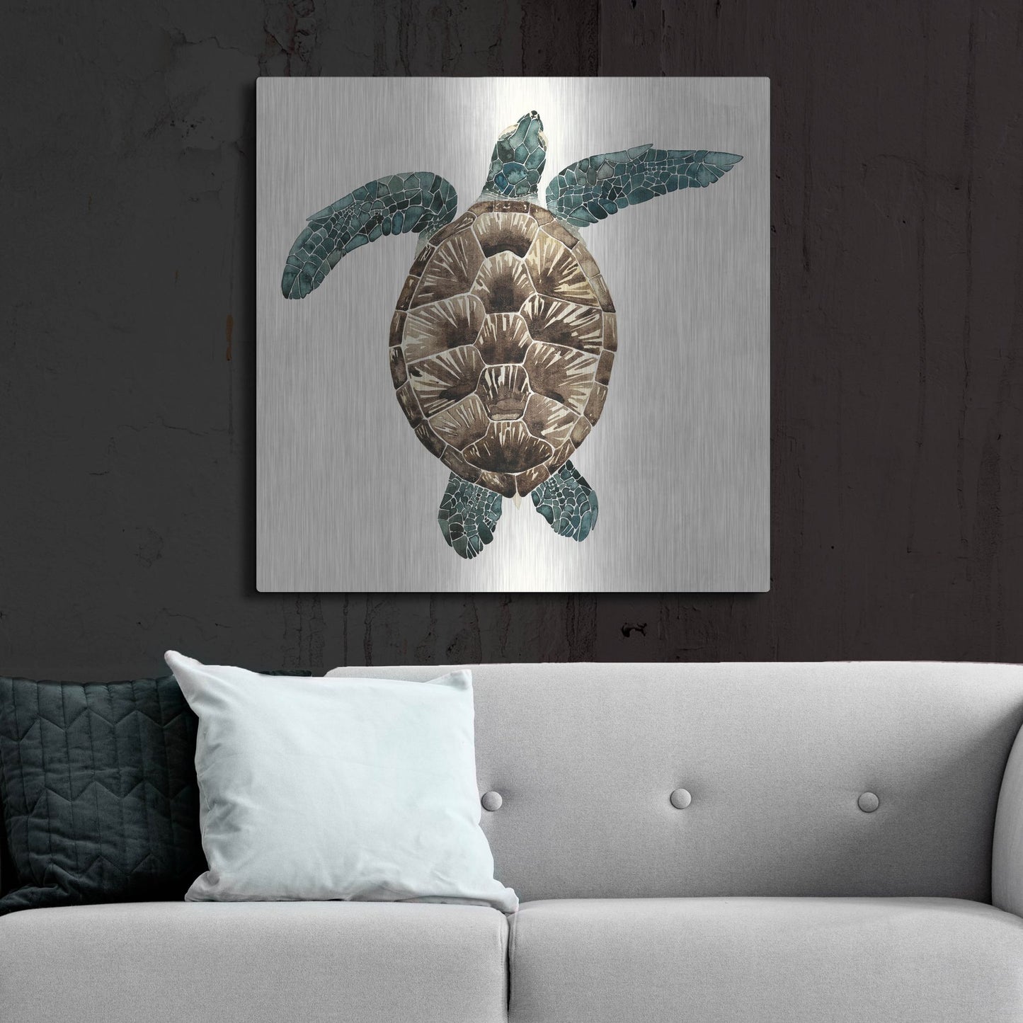 Luxe Metal Art 'Mosaic Turtle II' by Grace Popp, Metal Wall Art,36x36