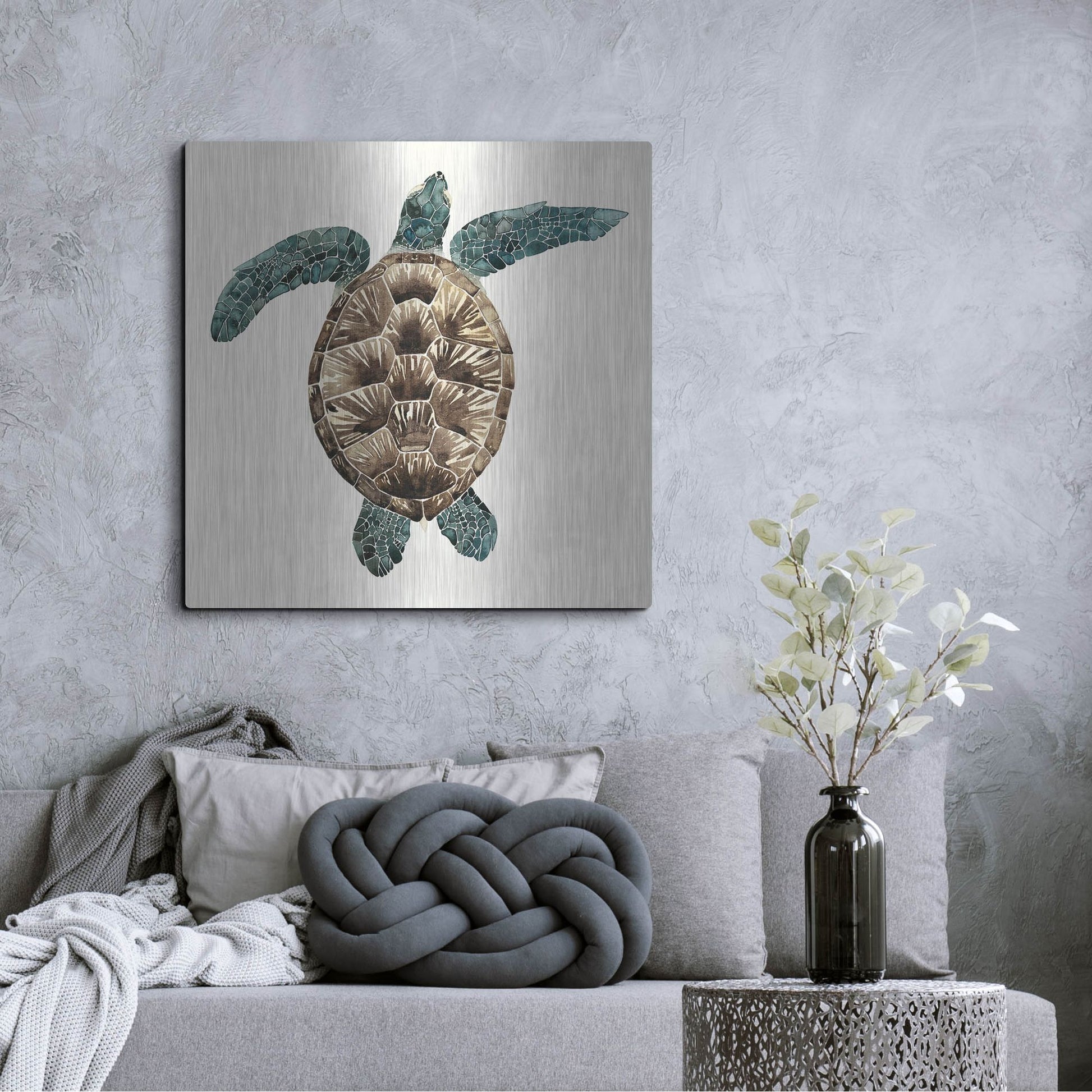 Luxe Metal Art 'Mosaic Turtle II' by Grace Popp, Metal Wall Art,36x36