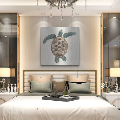 Luxe Metal Art 'Mosaic Turtle II' by Grace Popp, Metal Wall Art,36x36