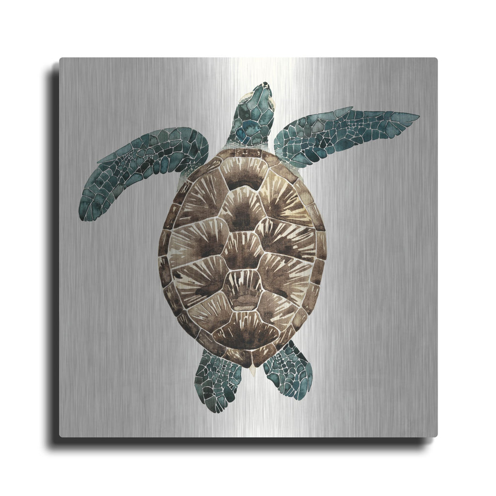 Luxe Metal Art 'Mosaic Turtle II' by Grace Popp, Metal Wall Art