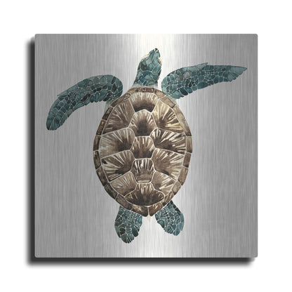 Luxe Metal Art 'Mosaic Turtle II' by Grace Popp, Metal Wall Art