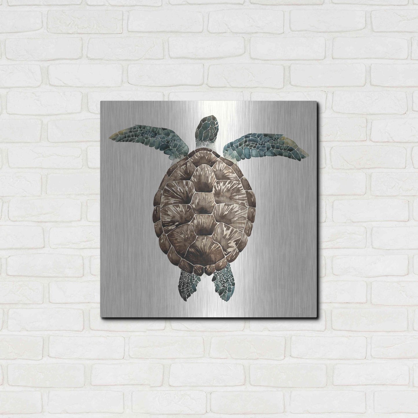 Luxe Metal Art 'Mosaic Turtle I' by Grace Popp, Metal Wall Art,24x24