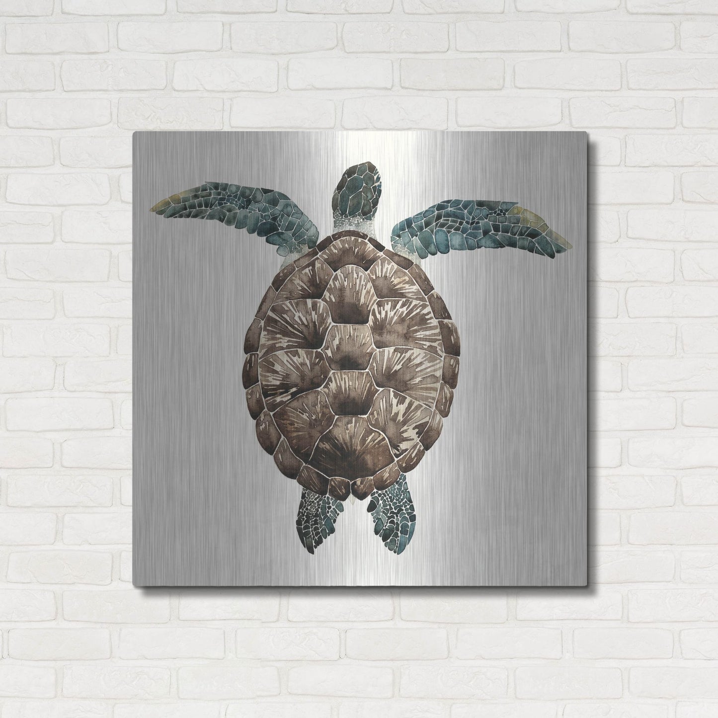 Luxe Metal Art 'Mosaic Turtle I' by Grace Popp, Metal Wall Art,36x36