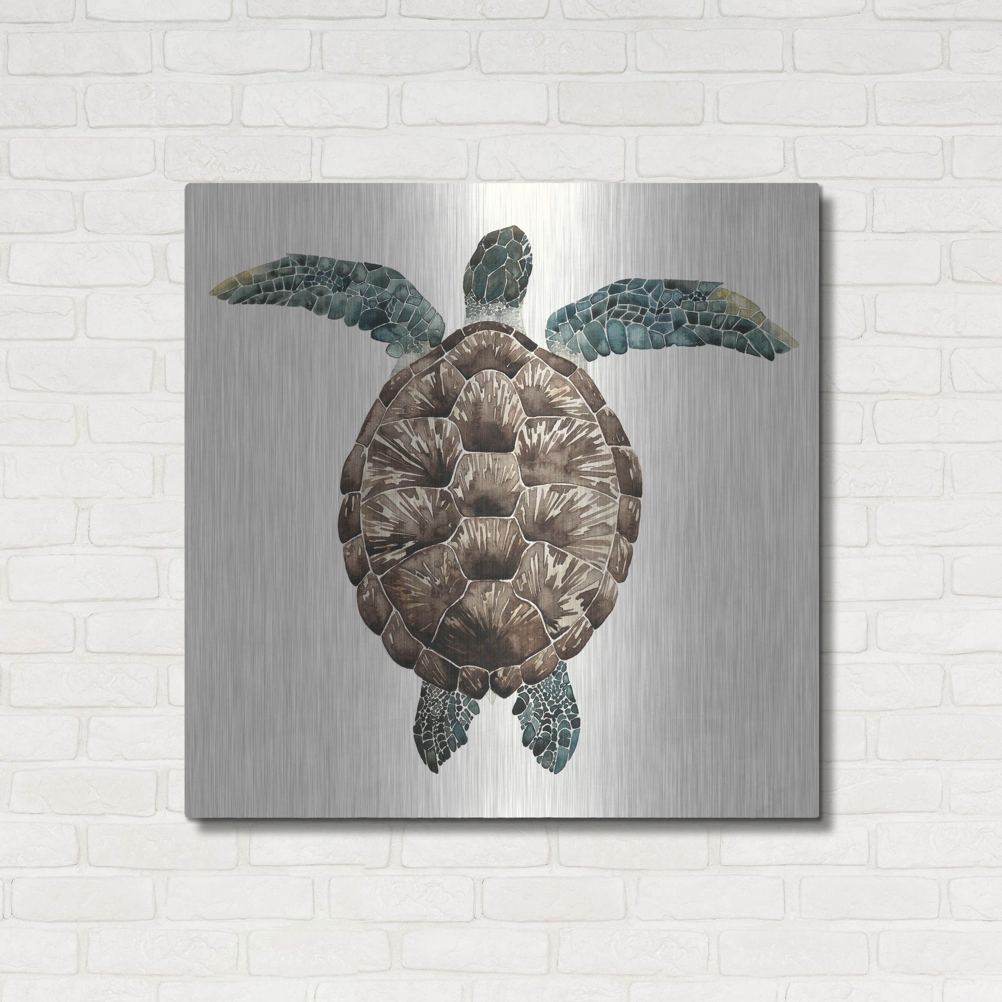 Luxe Metal Art 'Mosaic Turtle I' by Grace Popp, Metal Wall Art,36x36