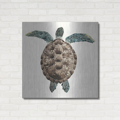 Luxe Metal Art 'Mosaic Turtle I' by Grace Popp, Metal Wall Art,36x36