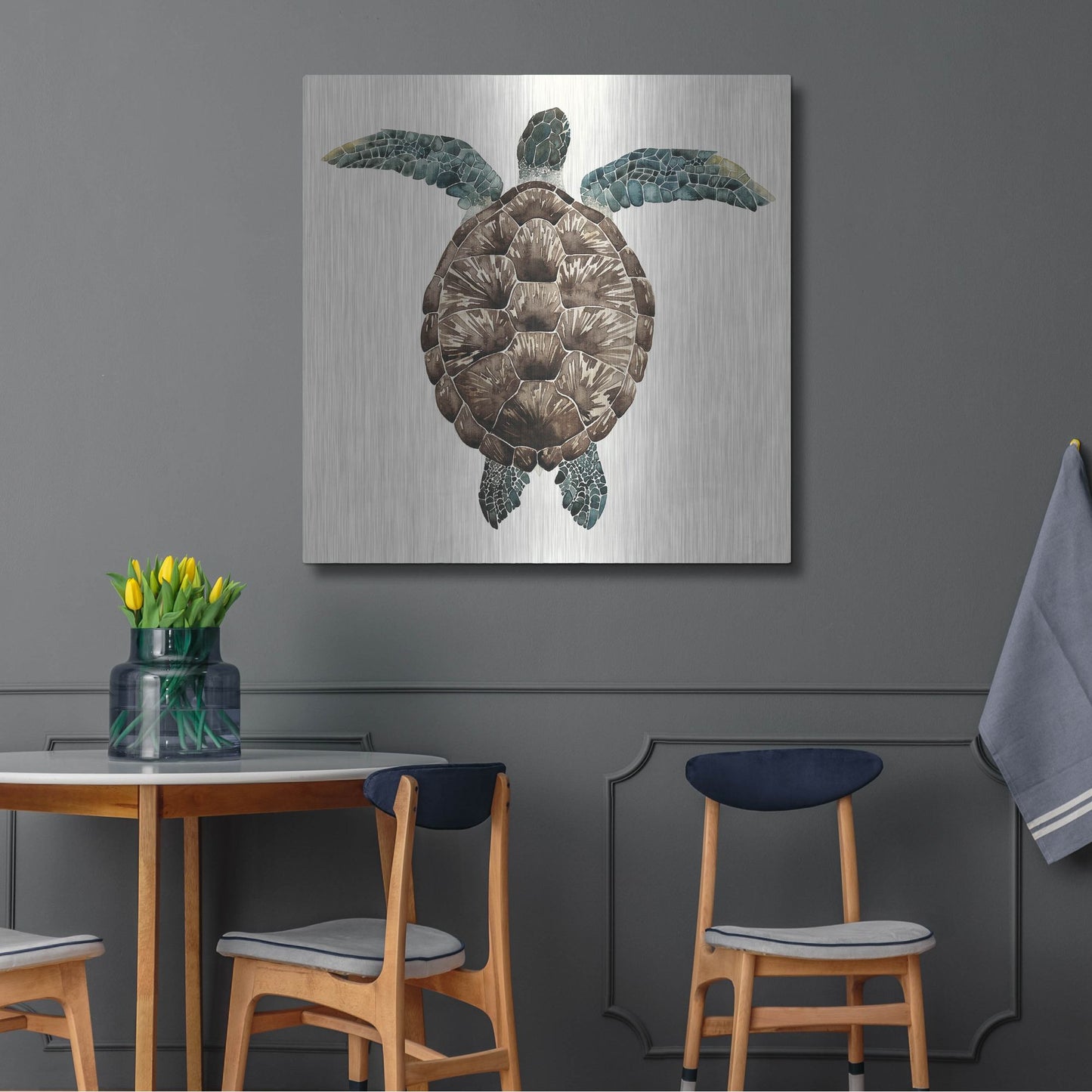 Luxe Metal Art 'Mosaic Turtle I' by Grace Popp, Metal Wall Art,36x36