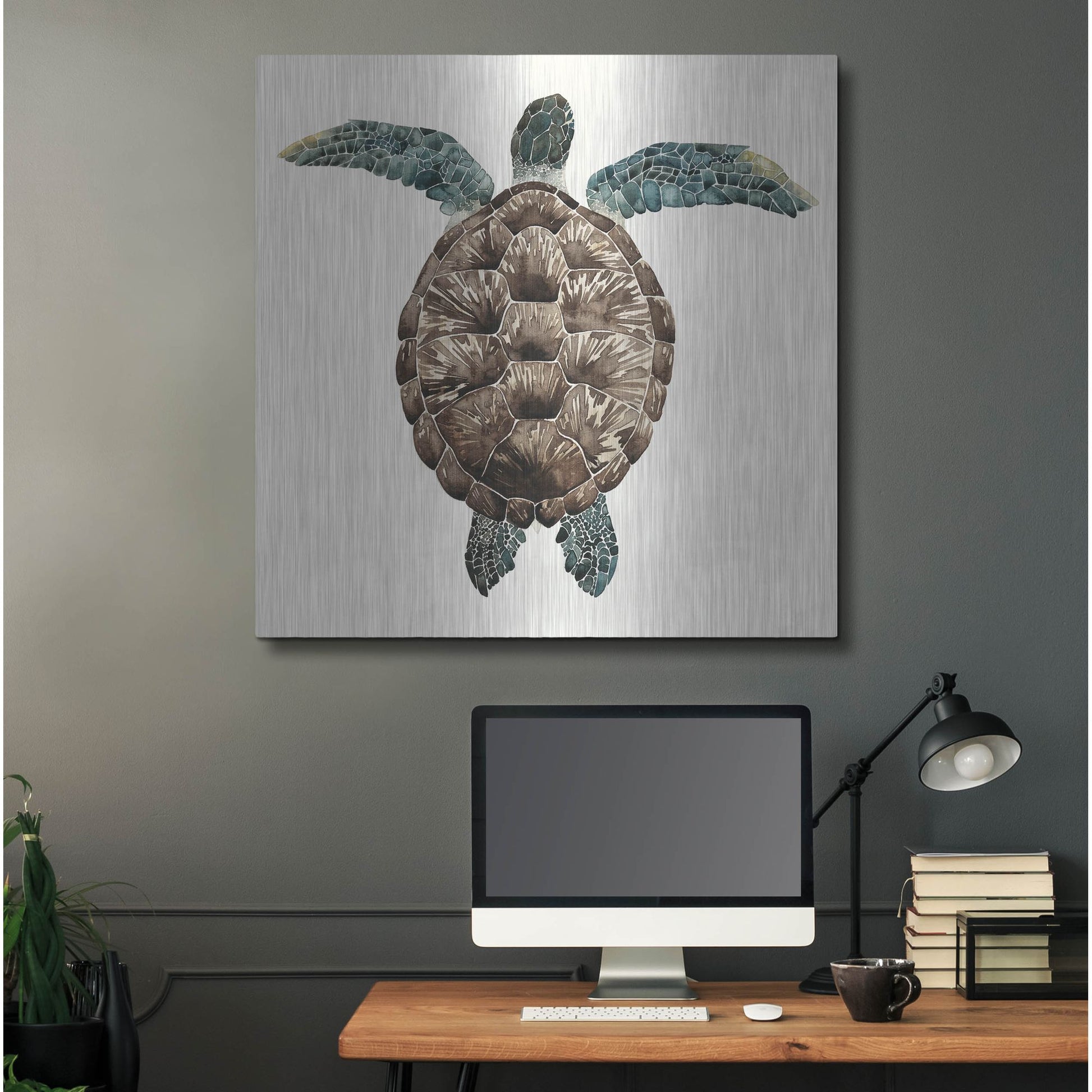 Luxe Metal Art 'Mosaic Turtle I' by Grace Popp, Metal Wall Art,36x36