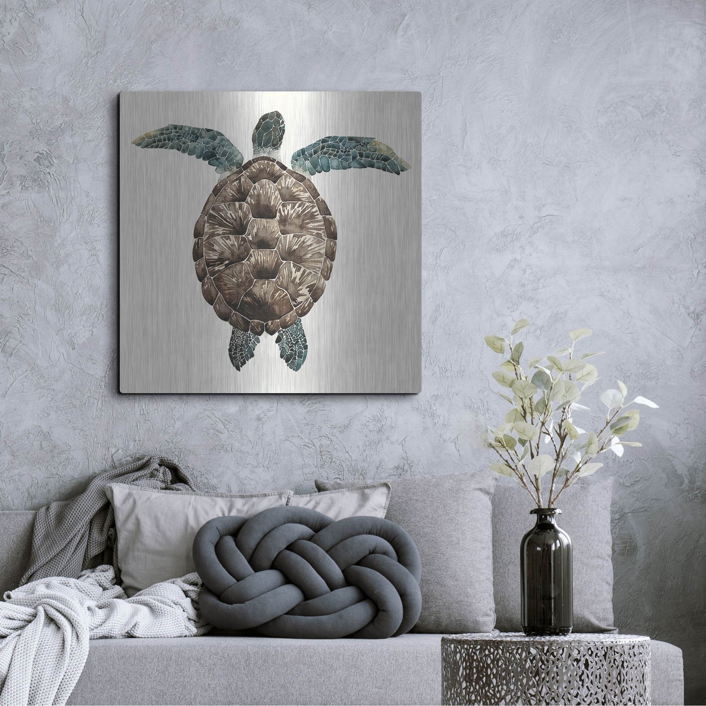 Luxe Metal Art 'Mosaic Turtle I' by Grace Popp, Metal Wall Art,36x36
