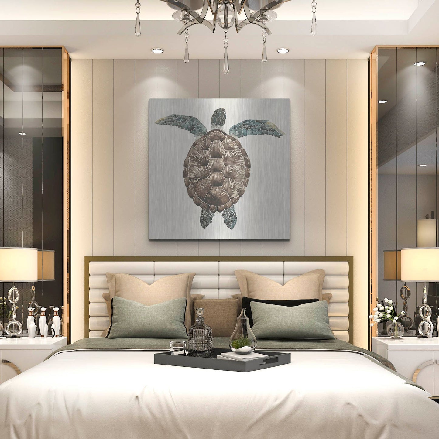 Luxe Metal Art 'Mosaic Turtle I' by Grace Popp, Metal Wall Art,36x36