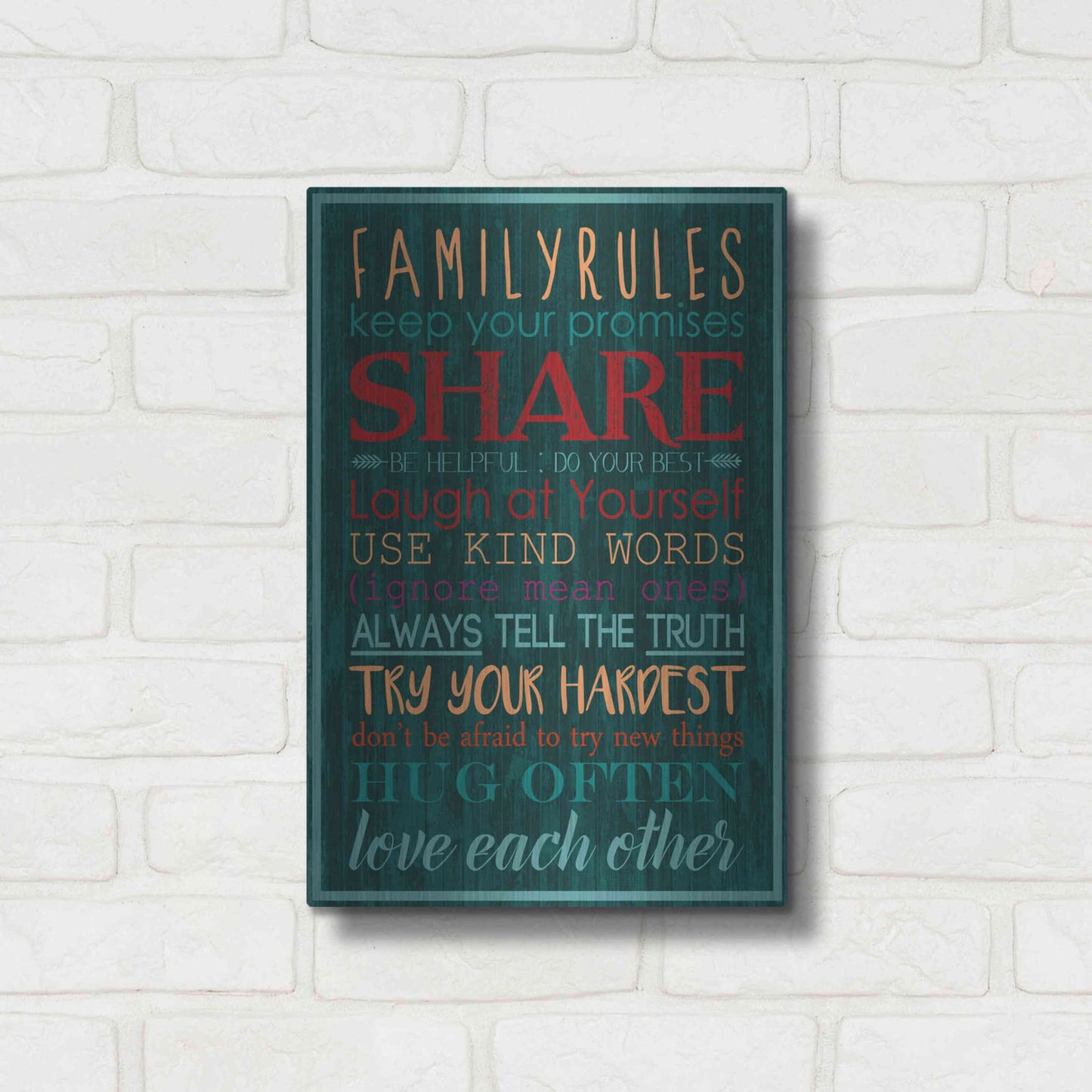 Luxe Metal Art 'Spice Family Rules I' by Grace Popp, Metal Wall Art,12x16