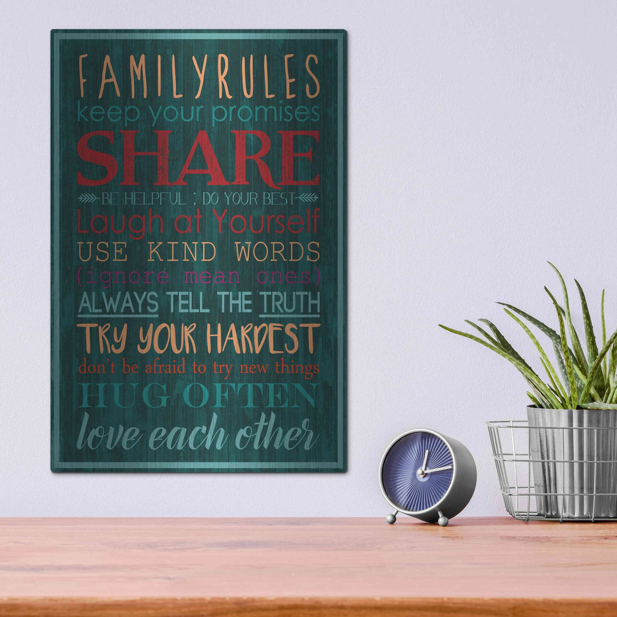 Luxe Metal Art 'Spice Family Rules I' by Grace Popp, Metal Wall Art,12x16