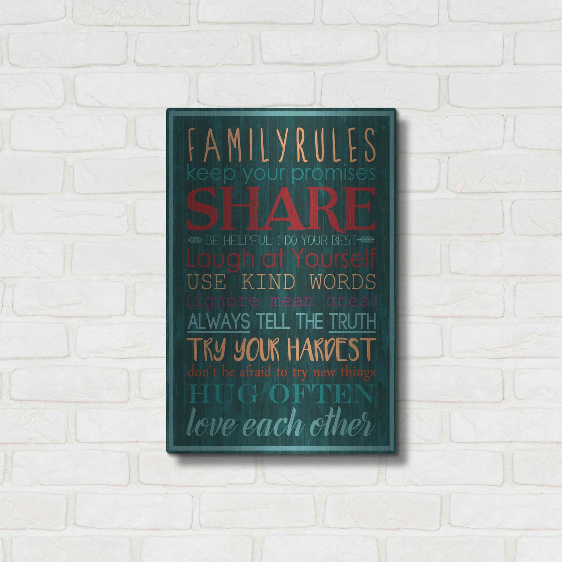 Luxe Metal Art 'Spice Family Rules I' by Grace Popp, Metal Wall Art,16x24