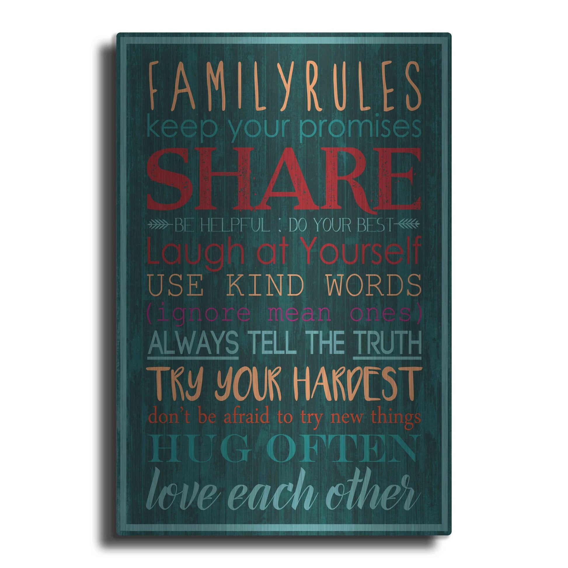 Luxe Metal Art 'Spice Family Rules I' by Grace Popp, Metal Wall Art