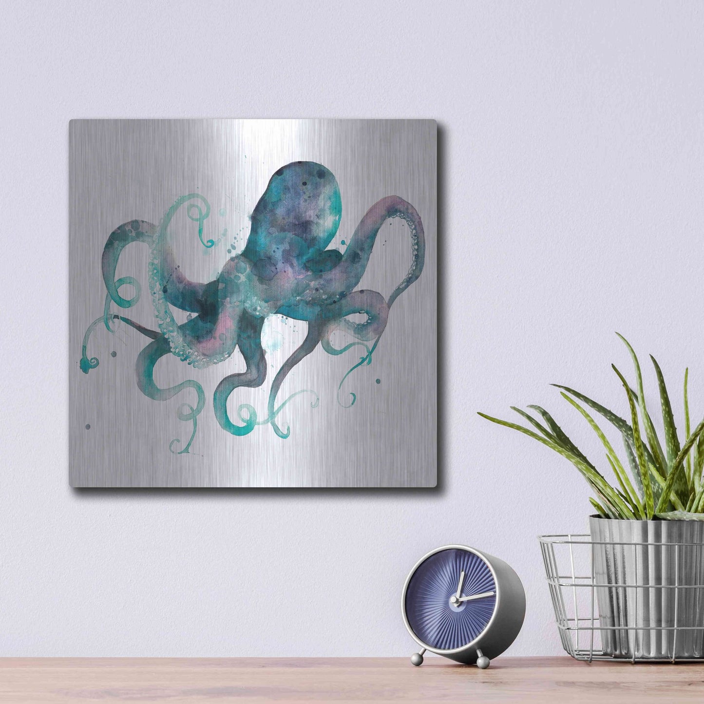 Luxe Metal Art 'Tentacles II' by Grace Popp, Metal Wall Art,12x12