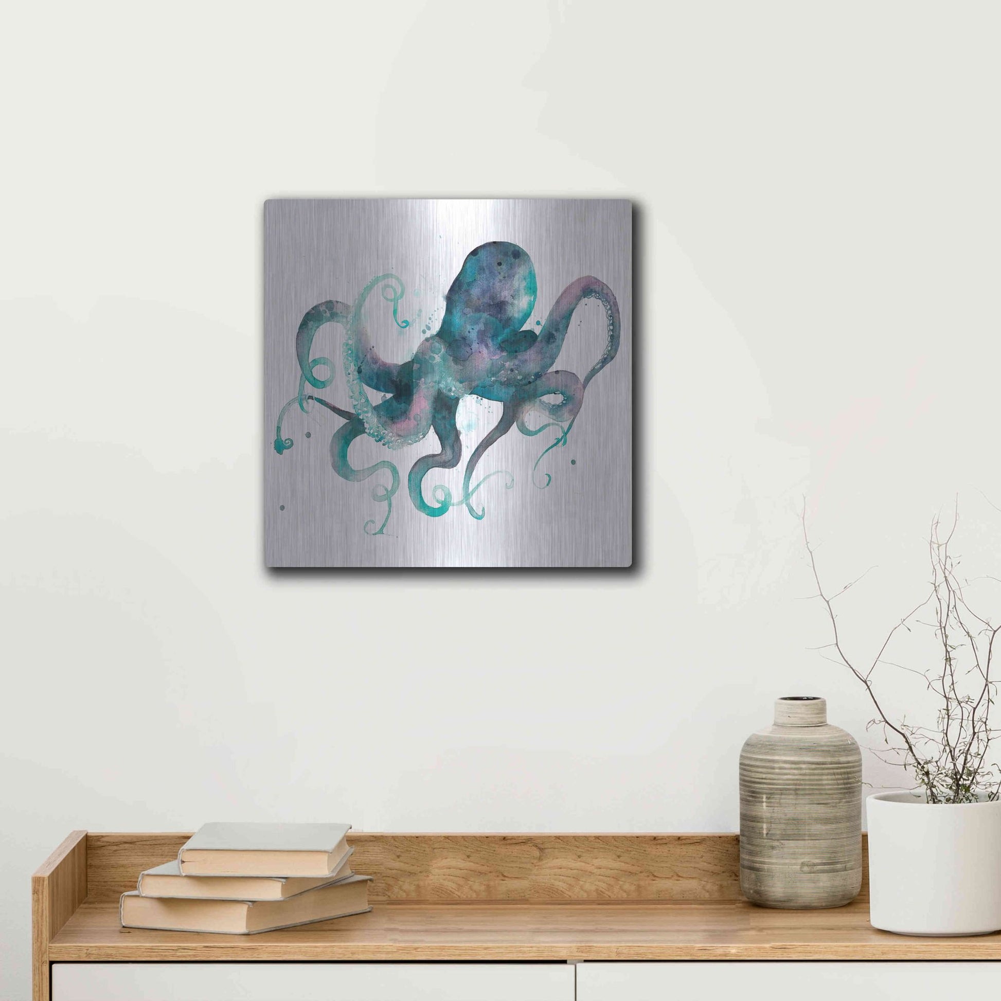 Luxe Metal Art 'Tentacles II' by Grace Popp, Metal Wall Art,12x12