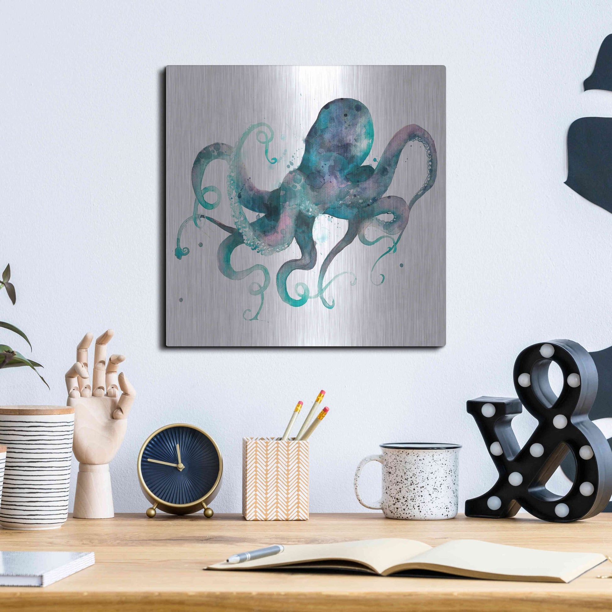 Luxe Metal Art 'Tentacles II' by Grace Popp, Metal Wall Art,12x12