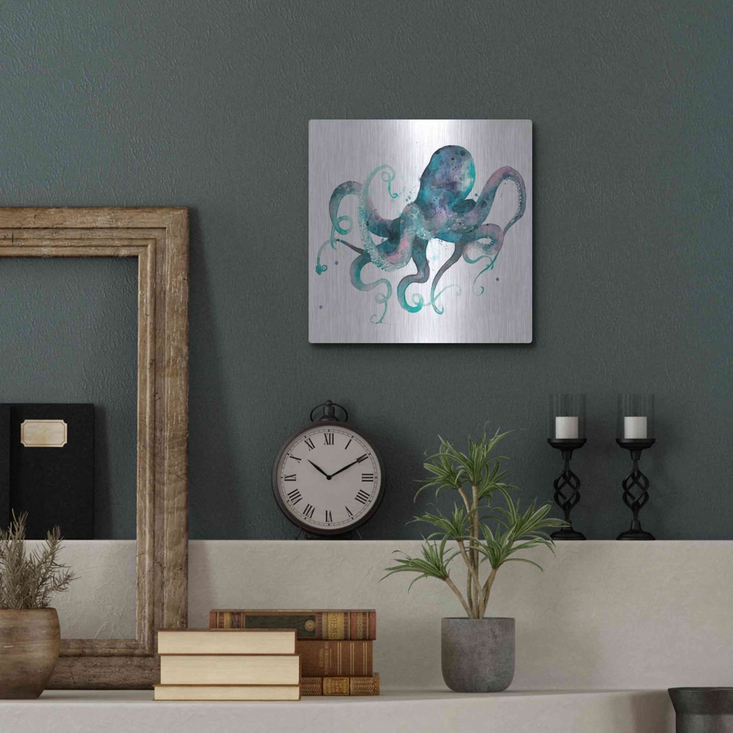 Luxe Metal Art 'Tentacles II' by Grace Popp, Metal Wall Art,12x12