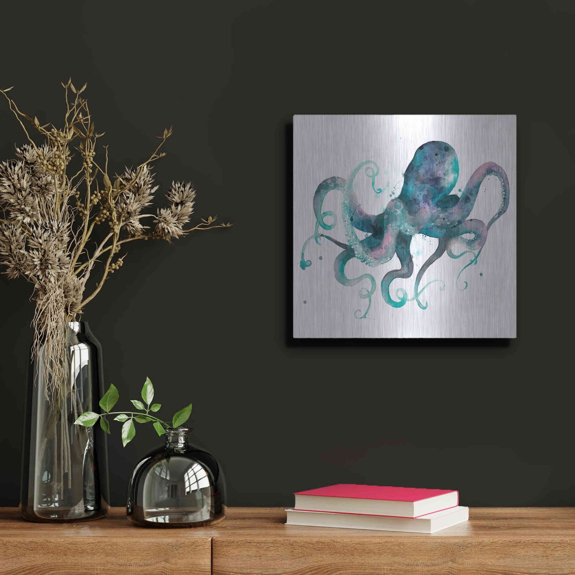 Luxe Metal Art 'Tentacles II' by Grace Popp, Metal Wall Art,12x12