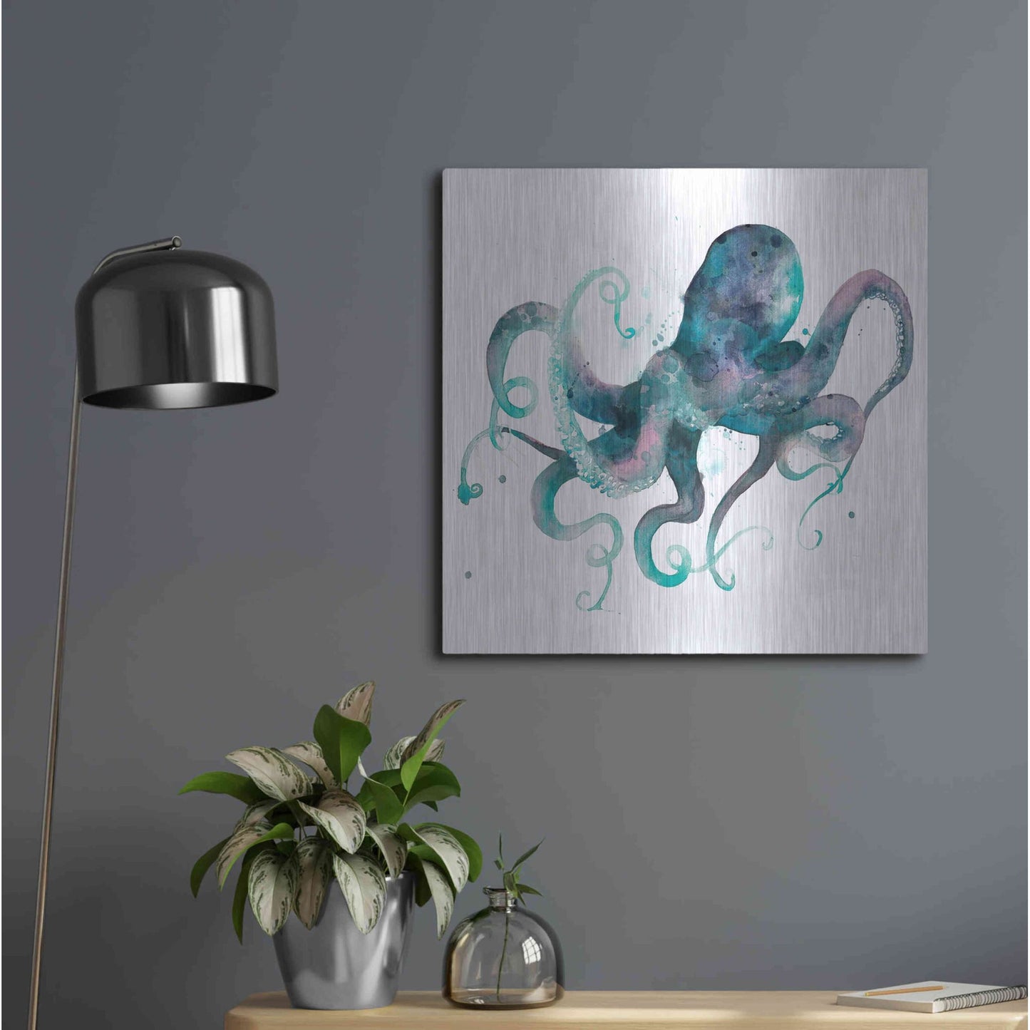 Luxe Metal Art 'Tentacles II' by Grace Popp, Metal Wall Art,24x24