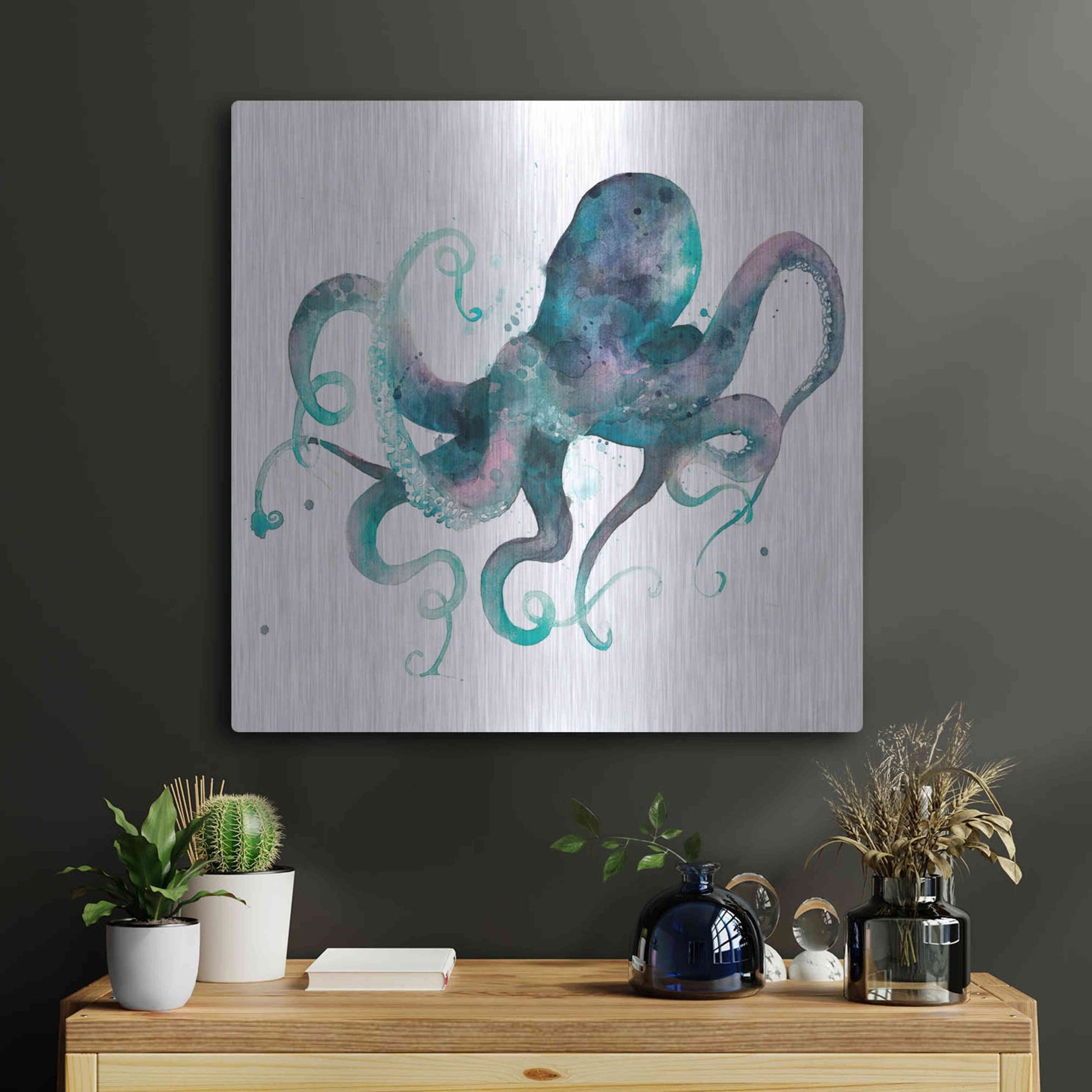 Luxe Metal Art 'Tentacles II' by Grace Popp, Metal Wall Art,24x24