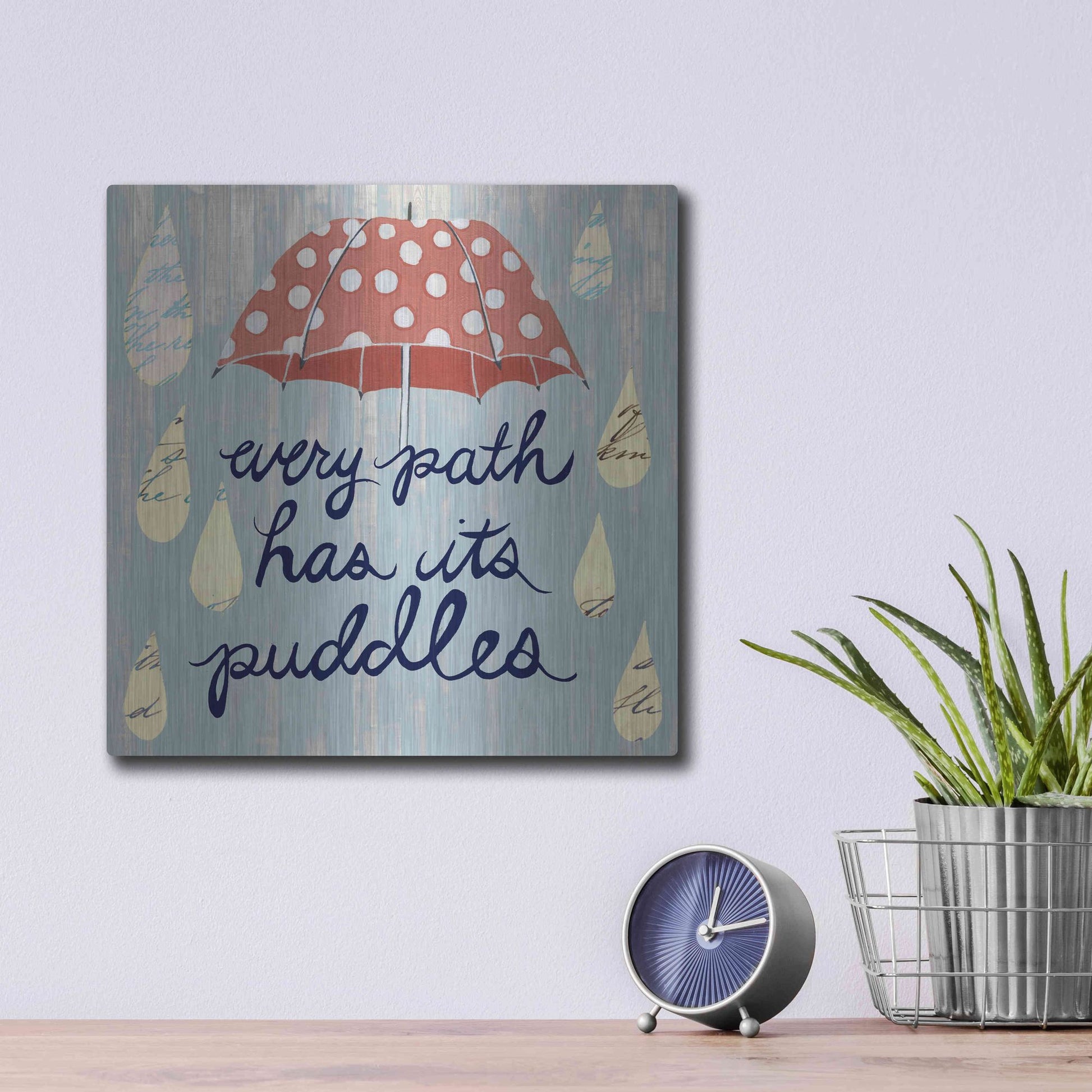 Luxe Metal Art 'Rainy Day II' by Grace Popp, Metal Wall Art,12x12