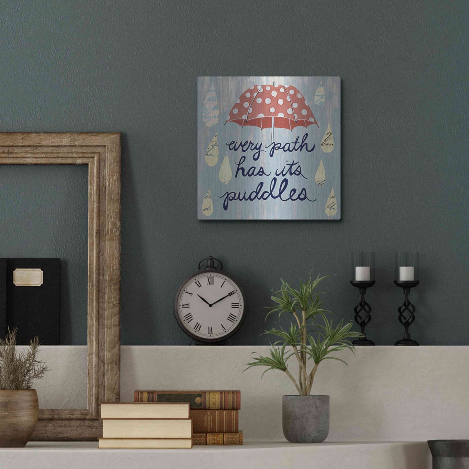 Luxe Metal Art 'Rainy Day II' by Grace Popp, Metal Wall Art,12x12