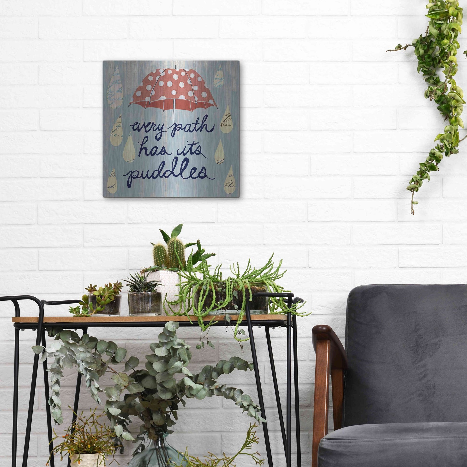 Luxe Metal Art 'Rainy Day II' by Grace Popp, Metal Wall Art,12x12