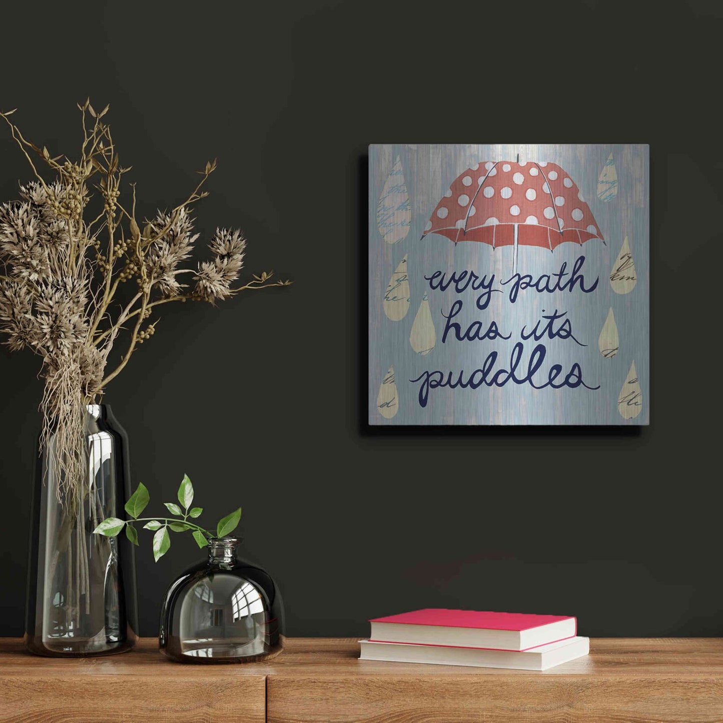 Luxe Metal Art 'Rainy Day II' by Grace Popp, Metal Wall Art,12x12