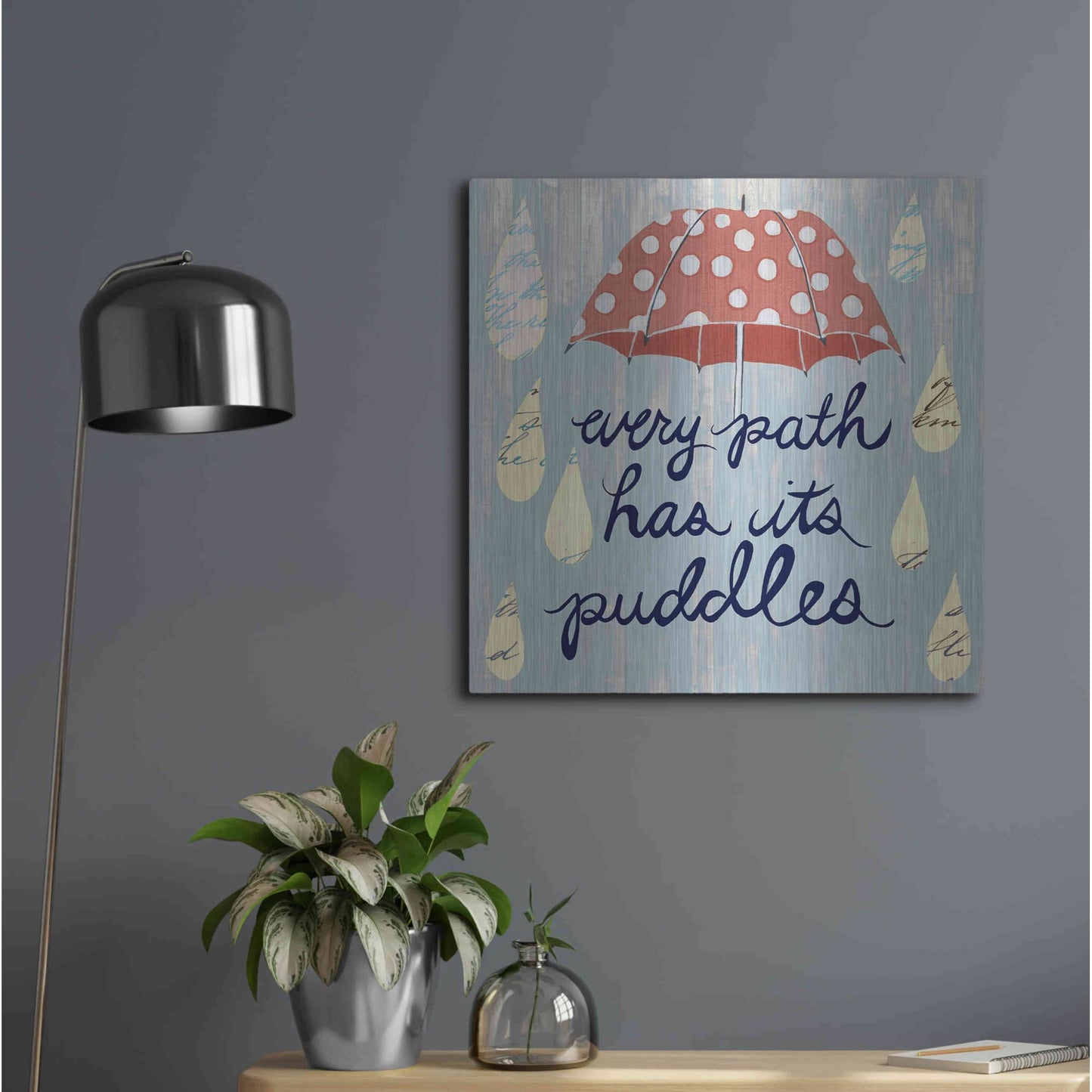 Luxe Metal Art 'Rainy Day II' by Grace Popp, Metal Wall Art,24x24