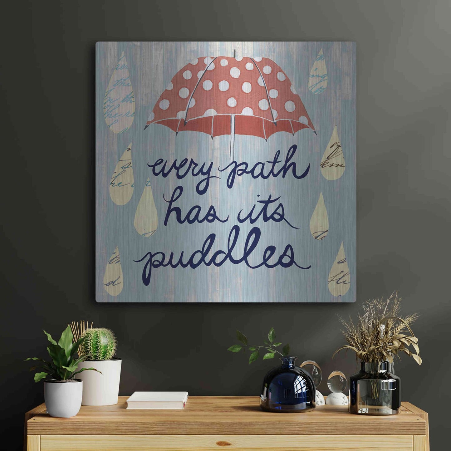 Luxe Metal Art 'Rainy Day II' by Grace Popp, Metal Wall Art,24x24