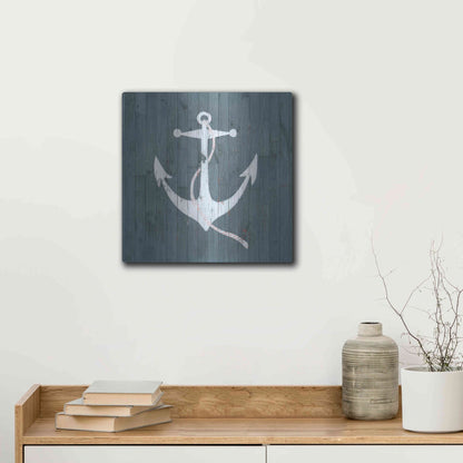 Luxe Metal Art 'Nautical Plank IV' by Grace Popp, Metal Wall Art,12x12