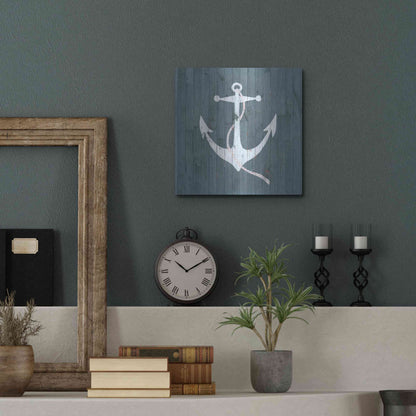 Luxe Metal Art 'Nautical Plank IV' by Grace Popp, Metal Wall Art,12x12