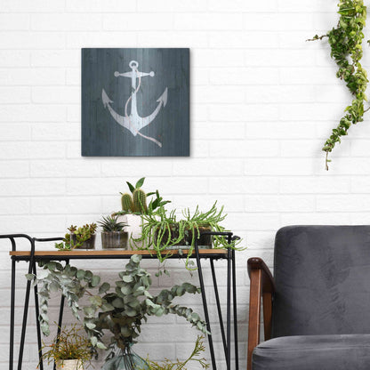 Luxe Metal Art 'Nautical Plank IV' by Grace Popp, Metal Wall Art,12x12