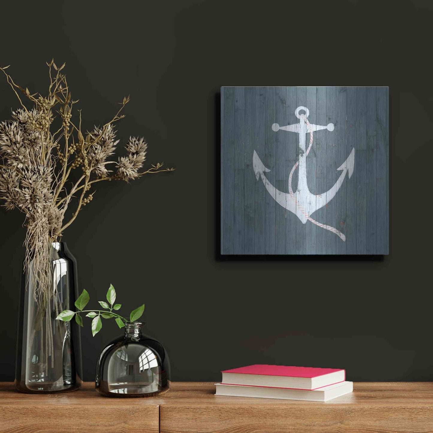 Luxe Metal Art 'Nautical Plank IV' by Grace Popp, Metal Wall Art,12x12