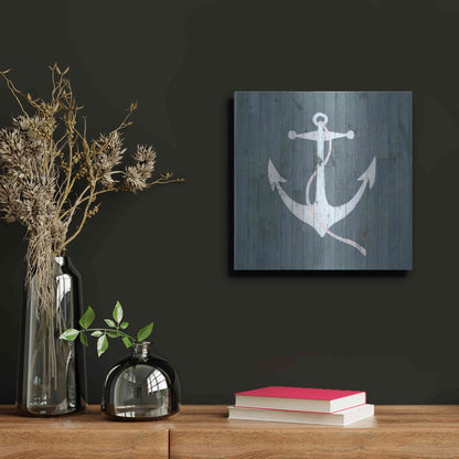 Luxe Metal Art 'Nautical Plank IV' by Grace Popp, Metal Wall Art,12x12