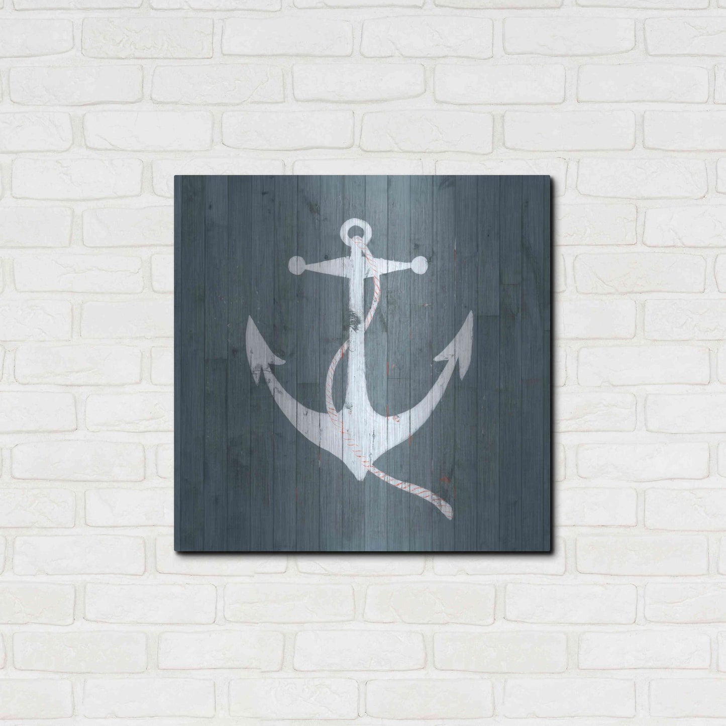 Luxe Metal Art 'Nautical Plank IV' by Grace Popp, Metal Wall Art,24x24